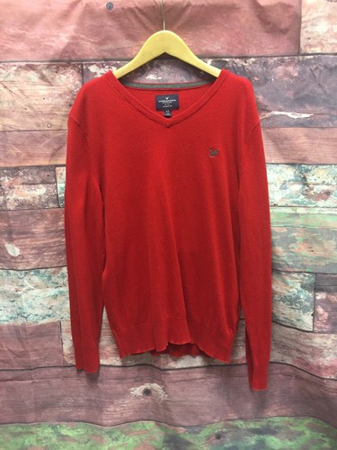 Mens American Eagle Red V Neck Sweater 