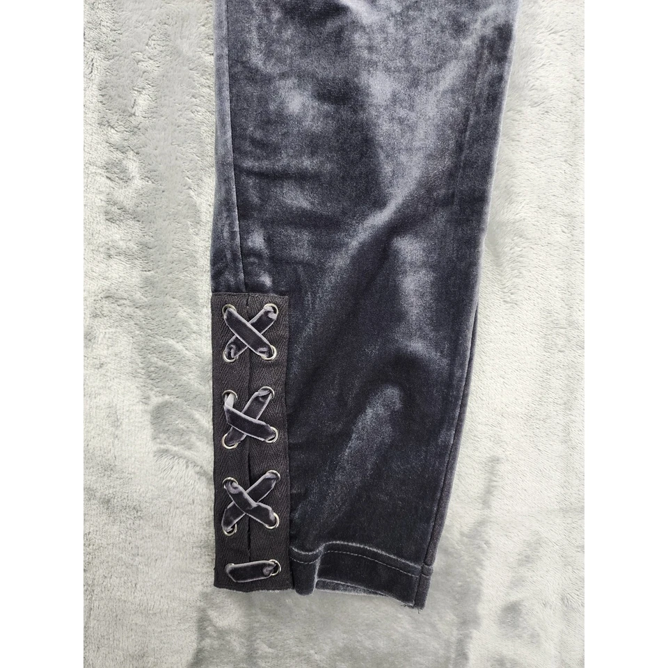 Материал девочка активный бархат бархата леггинсы размер L серый серебро шнурует вверх лодыжки  - Изображение 2 из 4