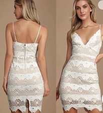 Lulus Sway Away White Crochet Bridal Dress S Tan Slip Luxury Wedding Beach 13