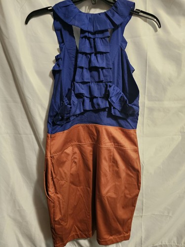 Lizard Thicket Women's Blue and orange. Mini Dress With pockets, Size M - Picture 2 of 5