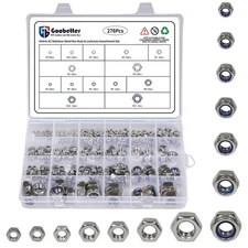 Goobetter 276PCS Hex Nuts Assortment Kit, 304 Stainless Steel, Metric Nut Ass...