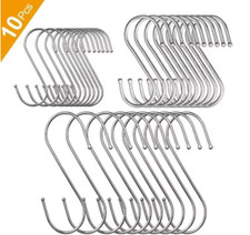 10x Heavy Duty Stainless Steel Metal S Hooks Clothes Hanger for Kitchen Bathroom