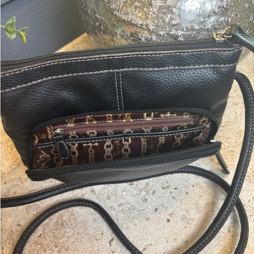 Tignanello Schwarz Leder Crossbody Organizer Tasche Handtasche Organizer Reise EUC - Bild 3 von 9