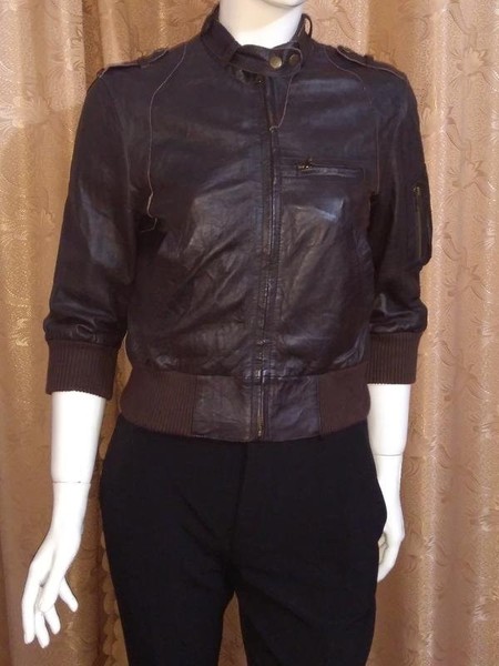 Women AllSaints Jacket Brown Leather S #4VZN