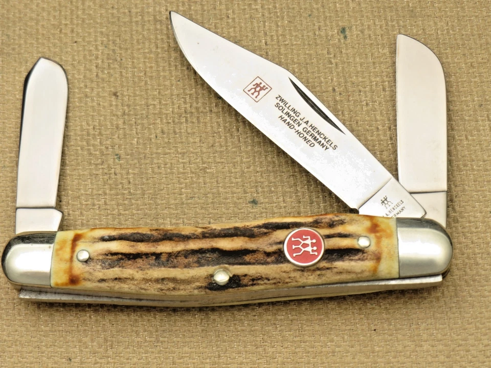 Vintage 1990’s JA HENCKELS GERMANY Stock Knife Stag Handles Stainless Steel - Image 2 of 4