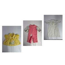 Vintage Sz 0-6 M Lot of 3 Easter Spring Pastel Baby Dress Jumper Gingham Lace