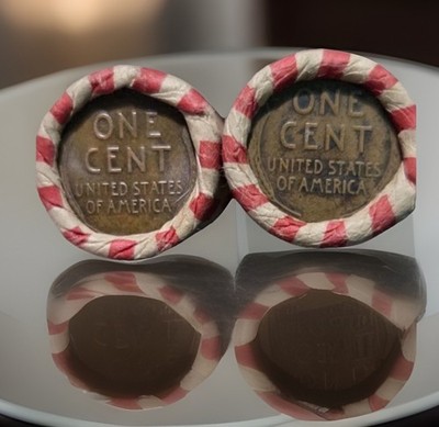 (2) Rolls of Pre-1982 Pennies, made of copper, featuring wheat ends. Fast S&H