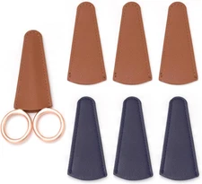 6-Piece Scissor Sheath Set - Synthetic Leather, Brown and Blue, Compact, Ambidex