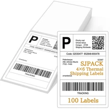 4 x 6 Fanfold Thermal Shipping Labels, 100 Laels Thermal Shipping Labels for ...
