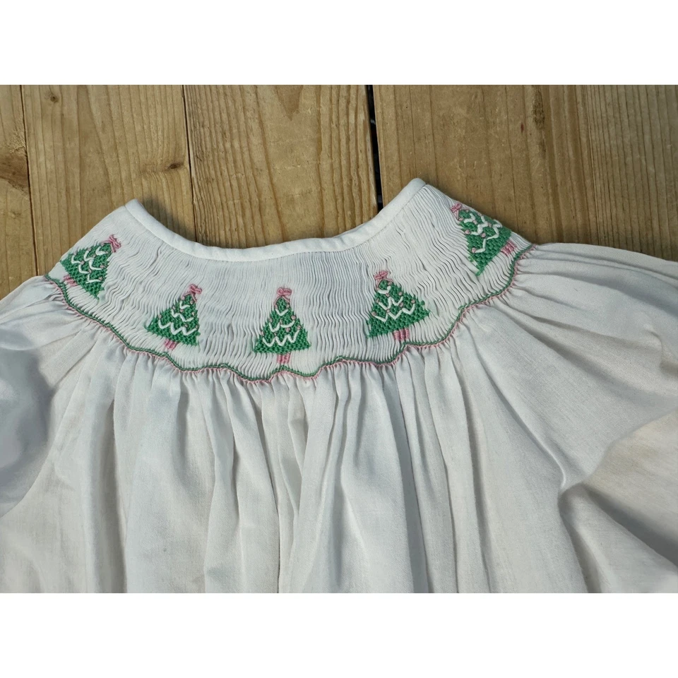 Vestido The Bailey Boys 4T Árbol de Navidad Calado Blanco Manga Larga Vacaciones Foto 2 de 4