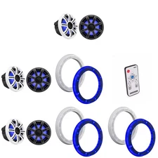 Kicker (3 Pair) 51MSC84 8" LED Premium Marine Speakers & 51KLSR88 - 8.8-Inch ...