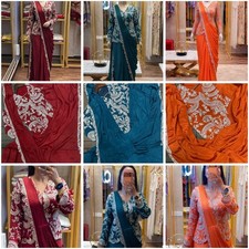 Designer Sari Bollywood Bridal chinon Saree Blouse South Indian Ethnic ReadyMade