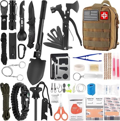 Emergency Survival Kit & First Aid Kit 142Pcs Professional Survival Gear Pouch