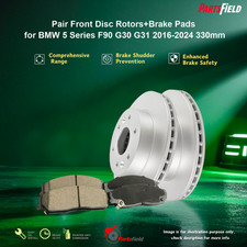 Pair Front Disc Rotors+Brake Pads for BMW 5 Series F90 G30 2016-2024 330mm
