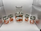 Vintage MCM Orange Juice Set  by Anchor Hocking 5 Pc - Pitcher and 4 Glasses