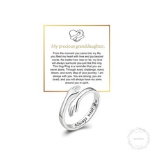 To My Granddaughter Hug Ring For Hope Rings, Inspirational Stainless Steel Engar
