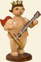 Engel Mit Balalaika Mit Krone / Natur HöHe 6,5Cm NEU Holzengel Weihnachtsengel