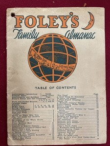 Vintage Foley Family Almanac 1929 Foley's Cream W. F. Smiley