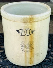 Vintage Western Stoneware 10 Gallon Salt Glazed Stoneware Crock 