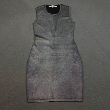 Rachel Roy Dress Womens Medium Black Silver Metallic Knit Bodycon Sleeveless