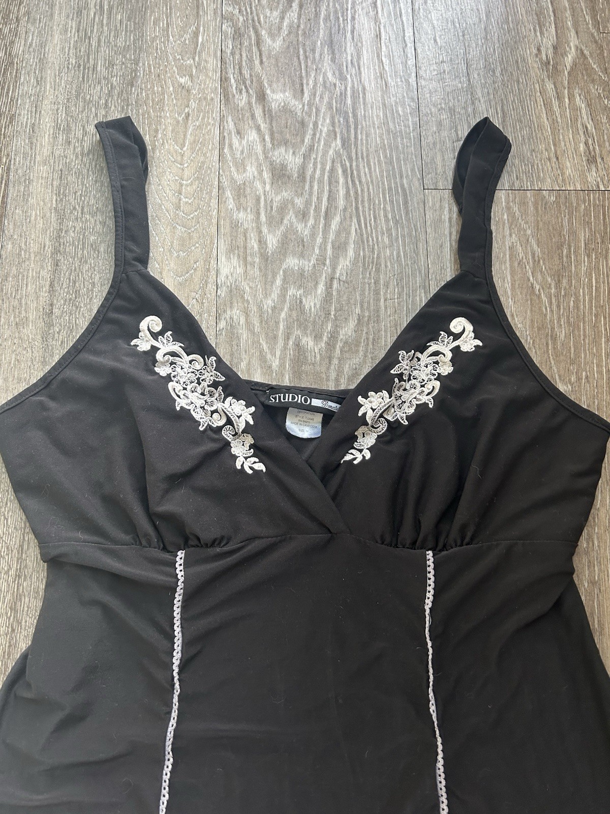 Studio Donatella Black Lace Babydoll Top Sz M 90s Dark Coquette Whimsigoth Fairy