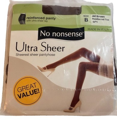 Vintage No Nonsense Ultra Sheer Pantyhose Size B  Jet Brown SP1 NOS Italy