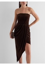 Express Women’s Brown Velvet Corset Strapless Holiday Cocktail Christmas Dress 