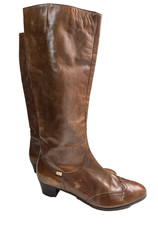 Salvatore Ferragamo Vintage 70s Brown Leather Zip Knee High Go Go Boots 8.5 S