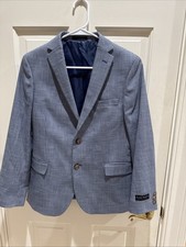 Lauren Ralph Lauren Boy Size 16 Classic Fit Mini Grid Blue White Suit Jacket