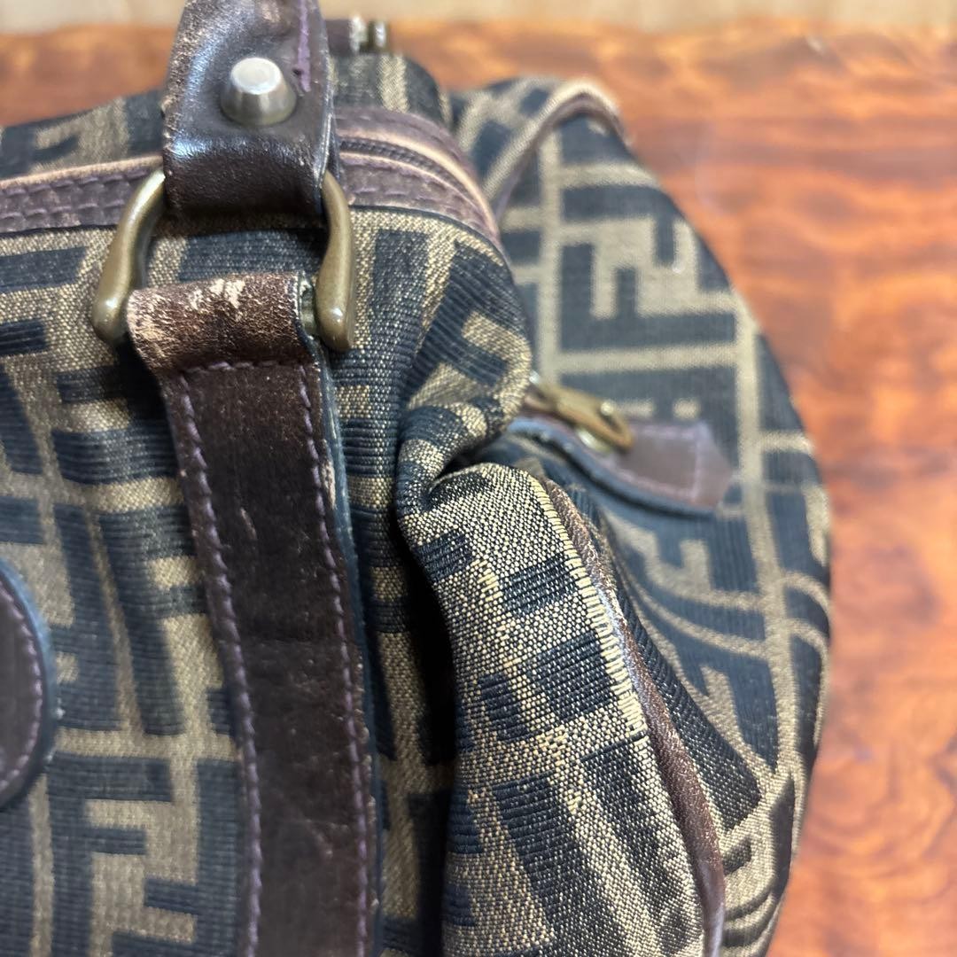 Fendi Logo Canvas Boston Bag Brown/Black Leather Trim Vintage Duffle Satchel thumbnail 3