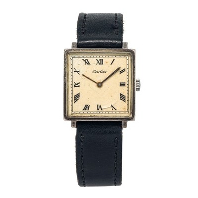 Cartier Tank Square Silver Vintage Rare Cream Dial Manual Men's