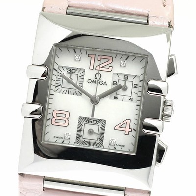 Omega Constellation Carre Quadra Diamond White Shell Dial Quartz Used From Japan