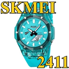 SKMEI LED Digital Quartz Watch - Men's Week Display Sport Silicone Wristwatch
