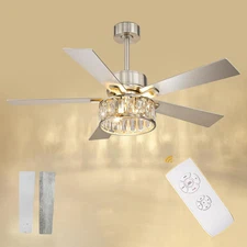 Ceiling Fans with Lights - 52 Inch Ceiling Fans with Lights and Remote Control, 