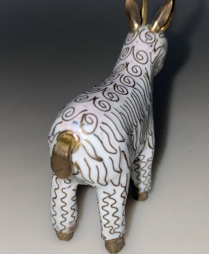 VIntage Cloisonne Enamel Copper Brass Standing Horned Goat Figurine - Picture 5 of 7