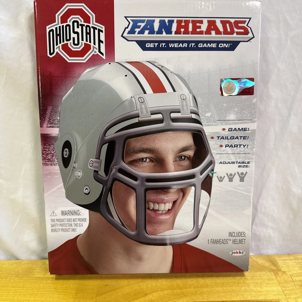 Ohio State Buckeyes FanHeads Adjustable Size Paper Helmet in GC & 3 New Buttons - Image 4 of 4
