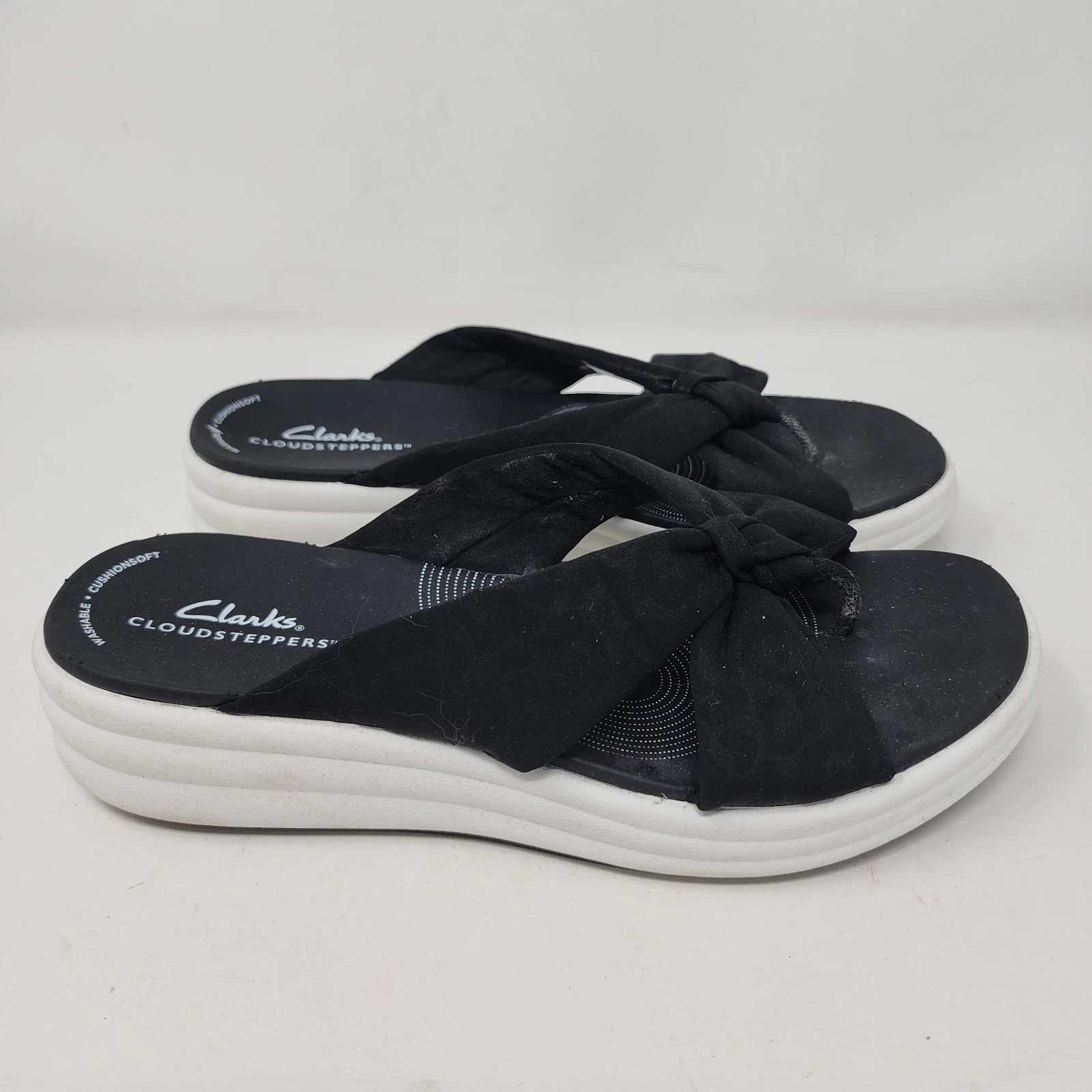Sandali infradito con zeppa Clarks Cloudstoppers donna tg 7 5 tessuto nero