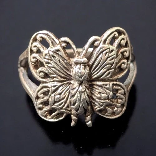 Vintage 925 Sterling Silver Butterfly Ring Size 8.5