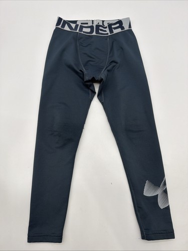 Under Armour Cold Gear Leggings Boys XS Gray Logo .#44708