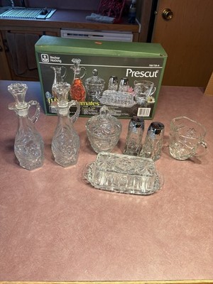 Vintage Anchor Hocking 11pc Prescut Tablemates Table Set w/box