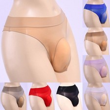 Men Underwear High Waist Low Rise Seamless Sheer Swimmwear Transparent