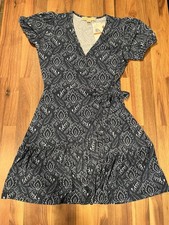 Michael Michael Kors Chambray Blue Paisley Print Ruffle Wrap Dress NWT Size S