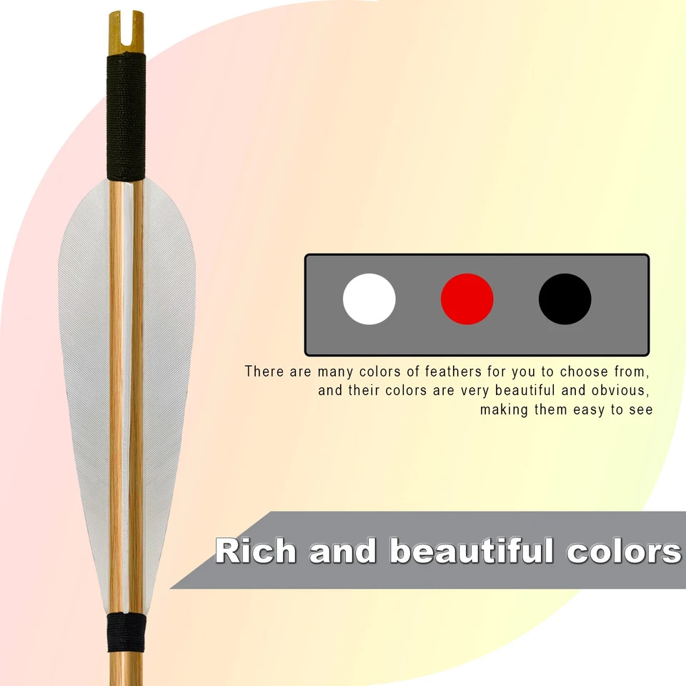 Archery 33" Hunting Wooden Arrows Recurve Bow Traditional Hunting Spine 500 - Image 2 of 4