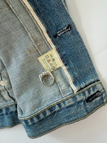Vintage Levi’s Type 1 70502 XX Big E Selvedge Denim Jacket 40 Made Japan Patina - Picture 3 of 11