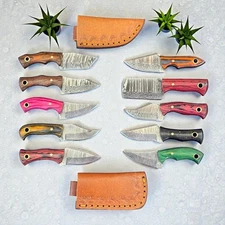 Hunting Knives | Lot of 10 | Damascus Steel | Premium Pakka Wood Handle | D1118