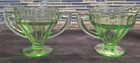 Depression Era Pattern Gass - Paired Green Sugar and Creamer - Perfect!