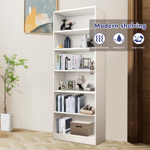 6-Tier Open Shelf Bookcase Narrow Bookshelf Storage with Adjustable Shelves US - Picture 4 of 15