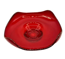 Vintage Viking Glass, Ruby Red 4 Points High-End Bowl/Dish, MCM (1960s)