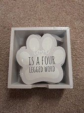 Image of Set of 6 Dog Paw Coasters With Assorted Quotes