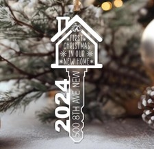Custom Acrylic Key Christmas Ornament, First Christmas  New House Gift